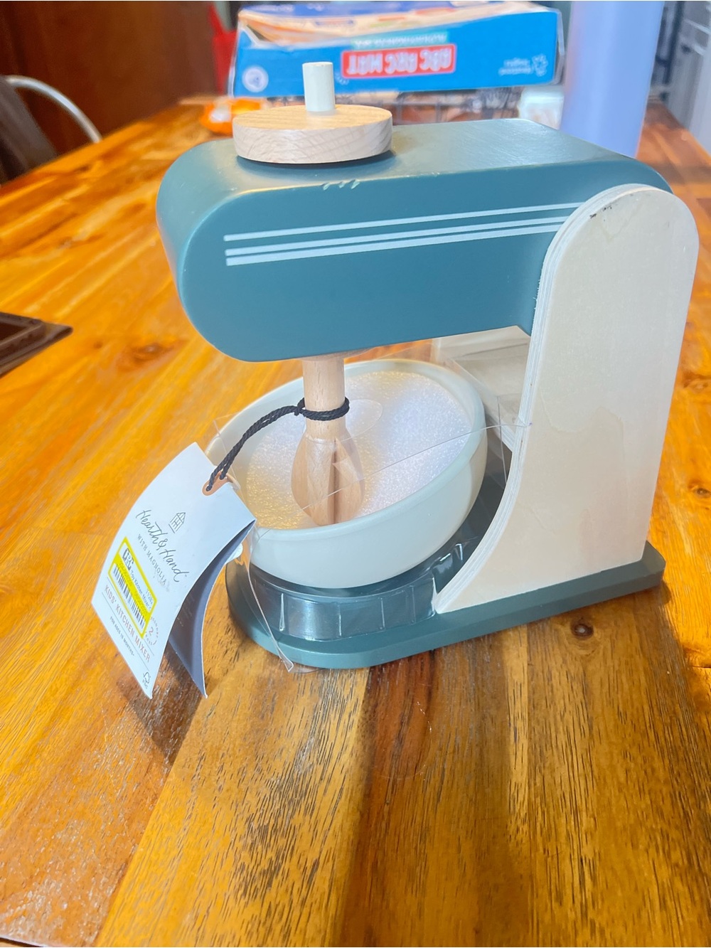 Hearth & Hand Wooden Toy Mixer in Teal and Cream